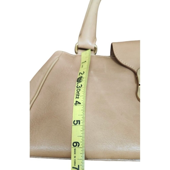 TRUSSARDI Beige Leather Baguette Clip Shopper Shoulder Push Lock Handbag Womens - Picture 16 of 16